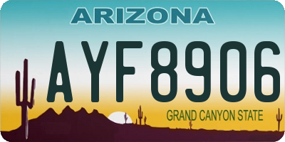 AZ license plate AYF8906