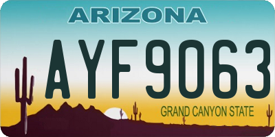 AZ license plate AYF9063
