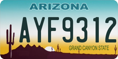 AZ license plate AYF9312