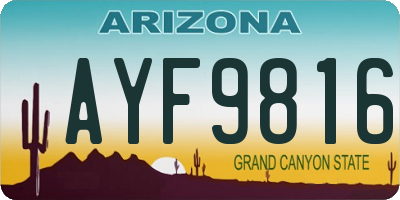 AZ license plate AYF9816