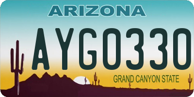AZ license plate AYG0330