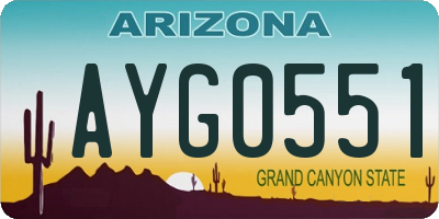 AZ license plate AYG0551