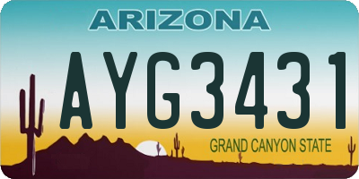 AZ license plate AYG3431