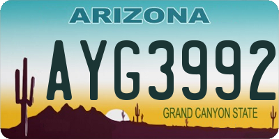 AZ license plate AYG3992