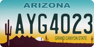 AZ license plate AYG4023
