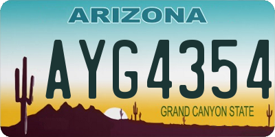 AZ license plate AYG4354
