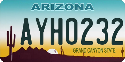 AZ license plate AYH0232