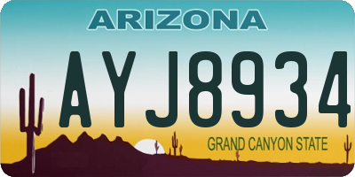 AZ license plate AYJ8934