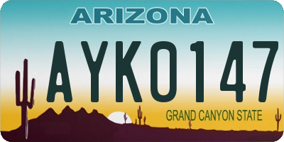 AZ license plate AYK0147