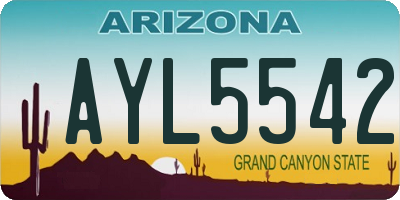 AZ license plate AYL5542
