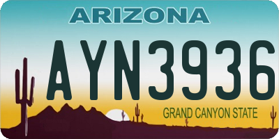 AZ license plate AYN3936