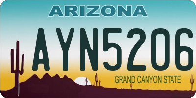 AZ license plate AYN5206