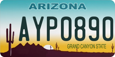 AZ license plate AYP0890