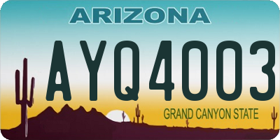 AZ license plate AYQ4003