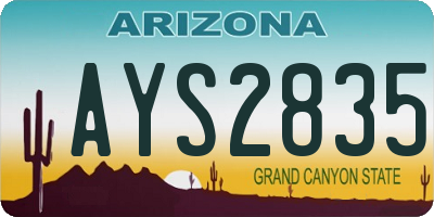 AZ license plate AYS2835