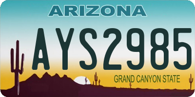 AZ license plate AYS2985