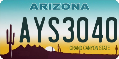 AZ license plate AYS3040