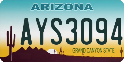 AZ license plate AYS3094
