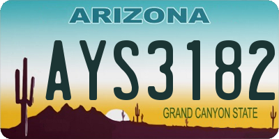 AZ license plate AYS3182