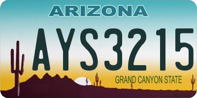AZ license plate AYS3215