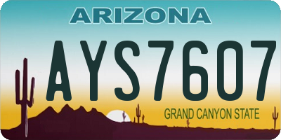 AZ license plate AYS7607