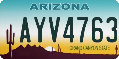 AZ license plate AYV4763