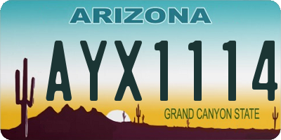 AZ license plate AYX1114