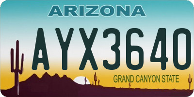 AZ license plate AYX3640