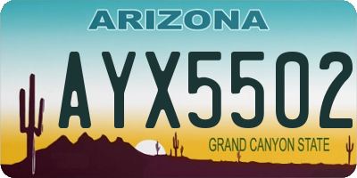 AZ license plate AYX5502