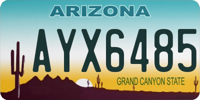 AZ license plate AYX6485