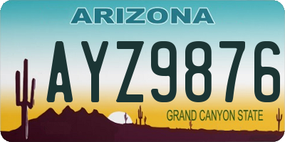 AZ license plate AYZ9876