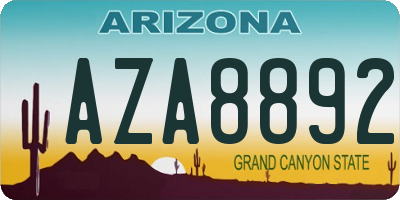 AZ license plate AZA8892