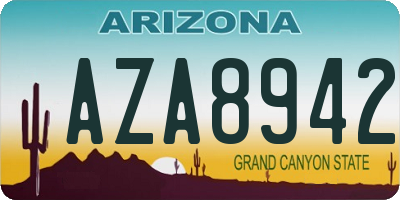 AZ license plate AZA8942