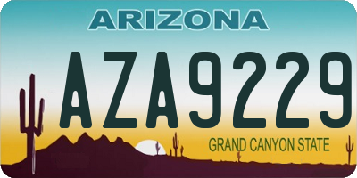 AZ license plate AZA9229