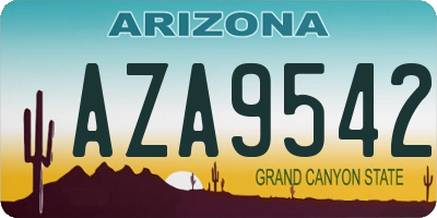 AZ license plate AZA9542
