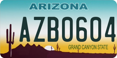 AZ license plate AZB0604