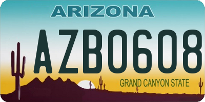 AZ license plate AZB0608