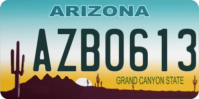 AZ license plate AZB0613