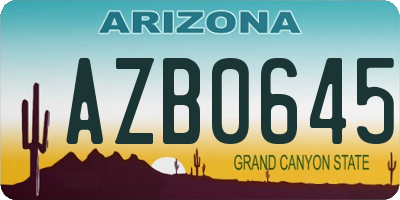 AZ license plate AZB0645