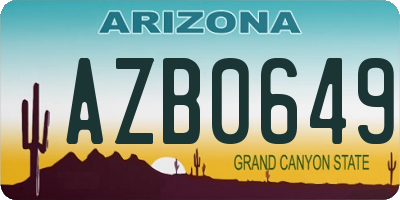 AZ license plate AZB0649