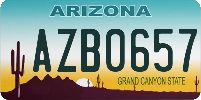 AZ license plate AZB0657