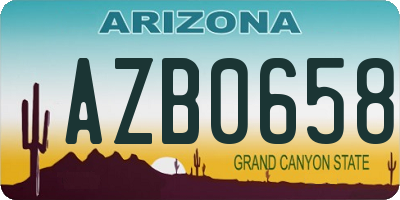 AZ license plate AZB0658