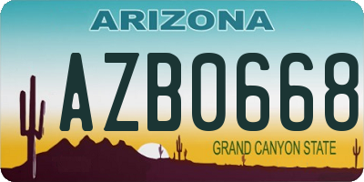 AZ license plate AZB0668