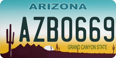 AZ license plate AZB0669