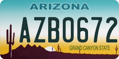 AZ license plate AZB0672
