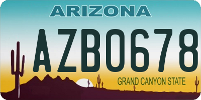 AZ license plate AZB0678