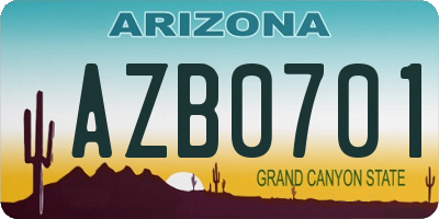 AZ license plate AZB0701
