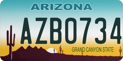 AZ license plate AZB0734