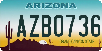 AZ license plate AZB0736