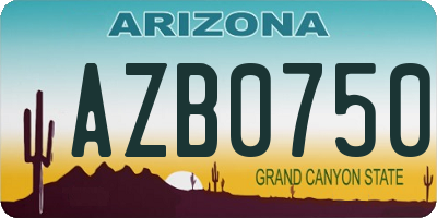 AZ license plate AZB0750